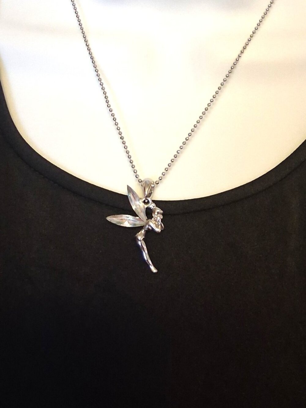 Vintage Artistic Ballerina Pendant White Austrian Crystal Silver-Plated Necklace - Picture 3 of 10